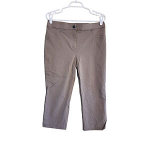 Chicos Pants Womens Medium 32x19 Cropped Capris Tan Capsule Comfort Stretch